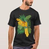 Blue and Gold macaw with leaves Tシャツ (正面)