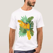 Blue and Gold macaw with leaves Tシャツ (正面)