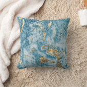 Blue and Gold Marble Luxury Abstract クッション (ブランケット)