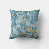 Blue and Gold Marble Luxury Abstract クッション (裏面)
