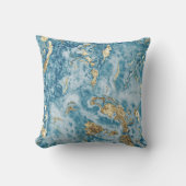 Blue and Gold Marble Luxury Abstract クッション (正面)