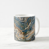 Blue and Gold Marble Swirl Pattern Coffee Mug コーヒーマグカップ (正面右)