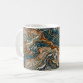 Blue and Gold Marble Swirl Pattern Coffee Mug コーヒーマグカップ (正面左)