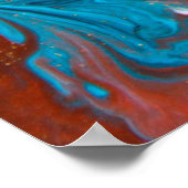 Blue and gold marbling pattern. Golden marble liqu ポスター (角)