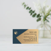 blue and gold modern business consultant business  名刺 (スタンド正面)