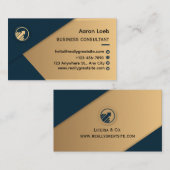 blue and gold modern business consultant business  名刺 (正面/裏面)