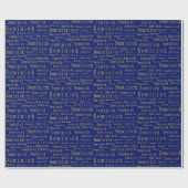 Blue and Gold Name Personalized Wrapping Paper ラッピングペーパー (フラット)