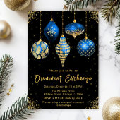 Blue and Gold Ornament Exchange Party 招待状