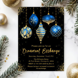 Blue and Gold Ornament Exchange Party 招待状