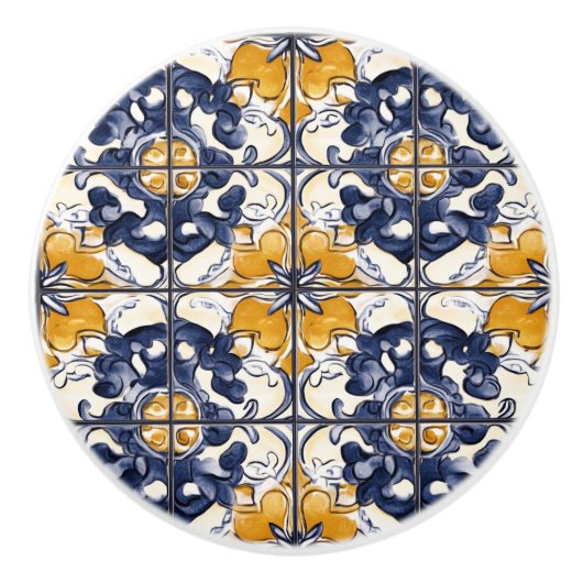 Blue and Gold Pattern  セラミックノブ (正面)