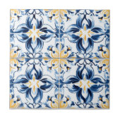 Blue and Gold Pattern Ceramic Tile タイル (正面)