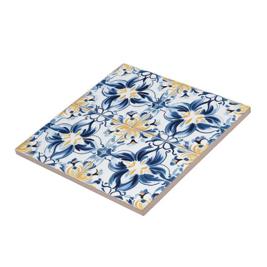 Blue and Gold Pattern Ceramic Tile タイル (側面)
