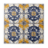 Blue and Gold Pattern Ceramic Tile タイル (正面)