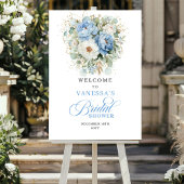Blue and Gold Peonies Bridal Shower Welcome ポスター