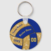 Blue and Gold Personalized Volleyball Team Gifts キーホルダー (正面)