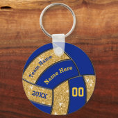 Blue and Gold Personalized Volleyball Team Gifts キーホルダー (正面)