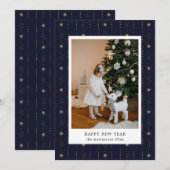 Blue And Gold Stars Wallpaper Photo Holiday Card シーズンカード (正面/裏面)