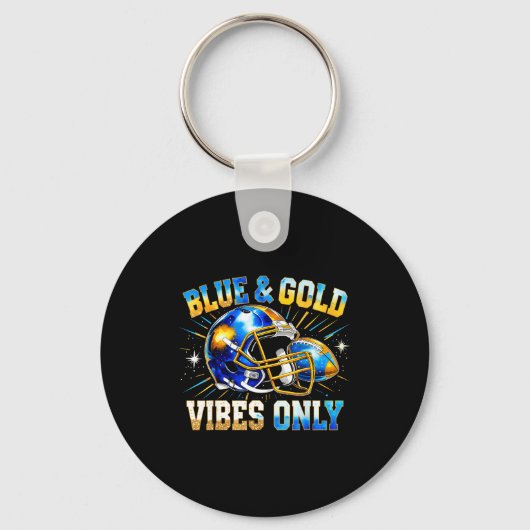 Blue And Gold Vibes Only Football Fan Gift  キーホルダー (正面)