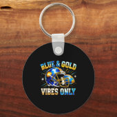 Blue And Gold Vibes Only Football Fan Gift  キーホルダー (正面)