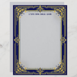 Blue and Gold with Blue Center Stationery Paper レターヘッド