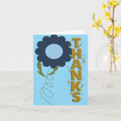 Blue and Gold With Navy Flower Thank You Card カード (黄色い花)