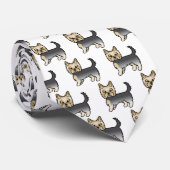 Blue And Gold Yorkshire Terrier Dog Pattern ネクタイ (ロール)