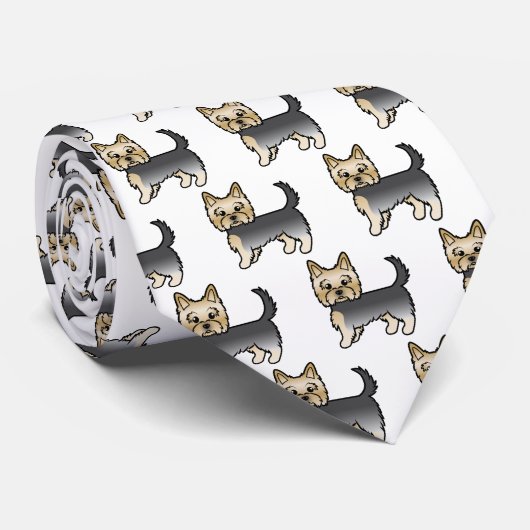 Blue And Gold Yorkshire Terrier Dog Pattern ネクタイ (ロール)