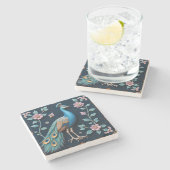 Blue and Golden Peacock Stone Coaster ストーンコースター (横)