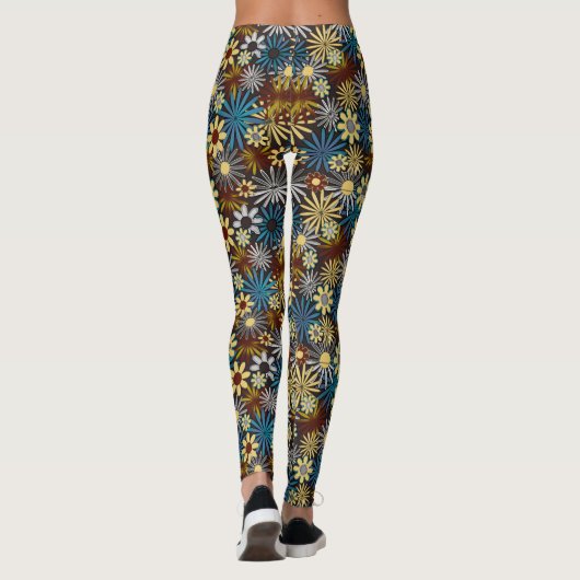Blue and Gray Daisies Leggings レギンス (裏面)