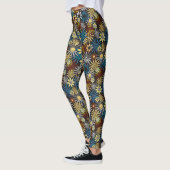 Blue and Gray Daisies Leggings レギンス (左)