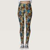 Blue and Gray Daisies Leggings レギンス (正面)