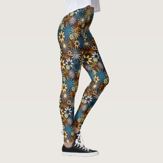 Blue and Gray Daisies Leggings レギンス (右)