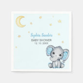 Blue and Gray Elephant Baby Shower  スタンダードカクテルナプキン (正面)