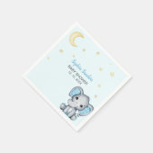 Blue and Gray Elephant Baby Shower  スタンダードカクテルナプキン (角)