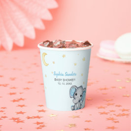 Blue and Gray Elephant Baby Shower  紙コップ