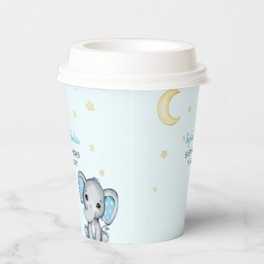 Blue and Gray Elephant Baby Shower  紙コップ (右)