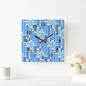 Blue and gray geometric pattern, スクエア壁時計 (ホーム)