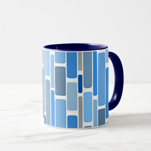 Blue and gray geometric pattern, マグカップ (正面右)