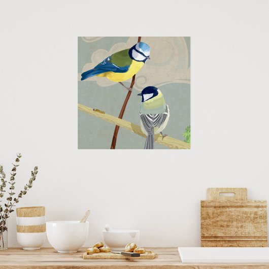Blue and Great tit ポスター (キッチン)