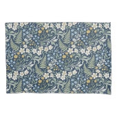 Blue and green botanical pattern 枕カバー (正面)