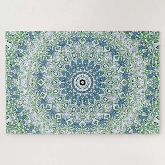 Blue and Green Coastal Medallion Pattern ジグソーパズル (横)