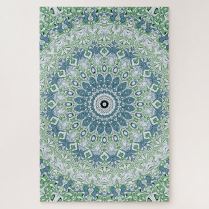 Blue and Green Coastal Medallion Pattern ジグソーパズル