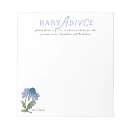 Blue and Green Country Floral Baby Shower Advice ノートパッド
