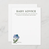 Blue and Green Country Floral Baby Shower Advice 出欠カード (正面/裏面)