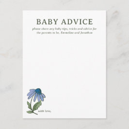 Blue and Green Country Floral Baby Shower Advice 出欠カード