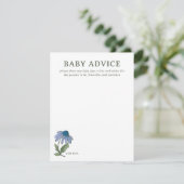 Blue and Green Country Floral Baby Shower Advice 出欠カード (スタンド正面)