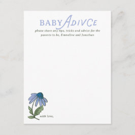 Blue and Green Country Floral Baby Shower Advice 出欠カード