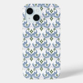 blue and green damask ornament pointillism Case-Mate iPhoneケース (裏面)