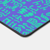 Blue and Green Doodle Desk Mat – Abstract Artistic デスクマット (コーナー)