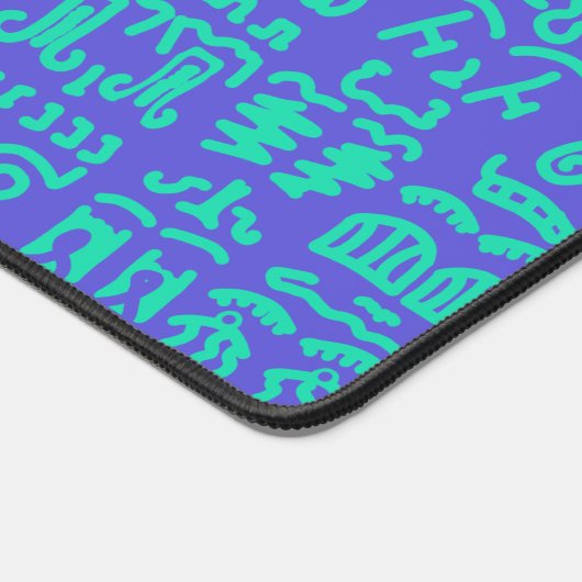 Blue and Green Doodle Desk Mat – Abstract Artistic デスクマット (コーナー)